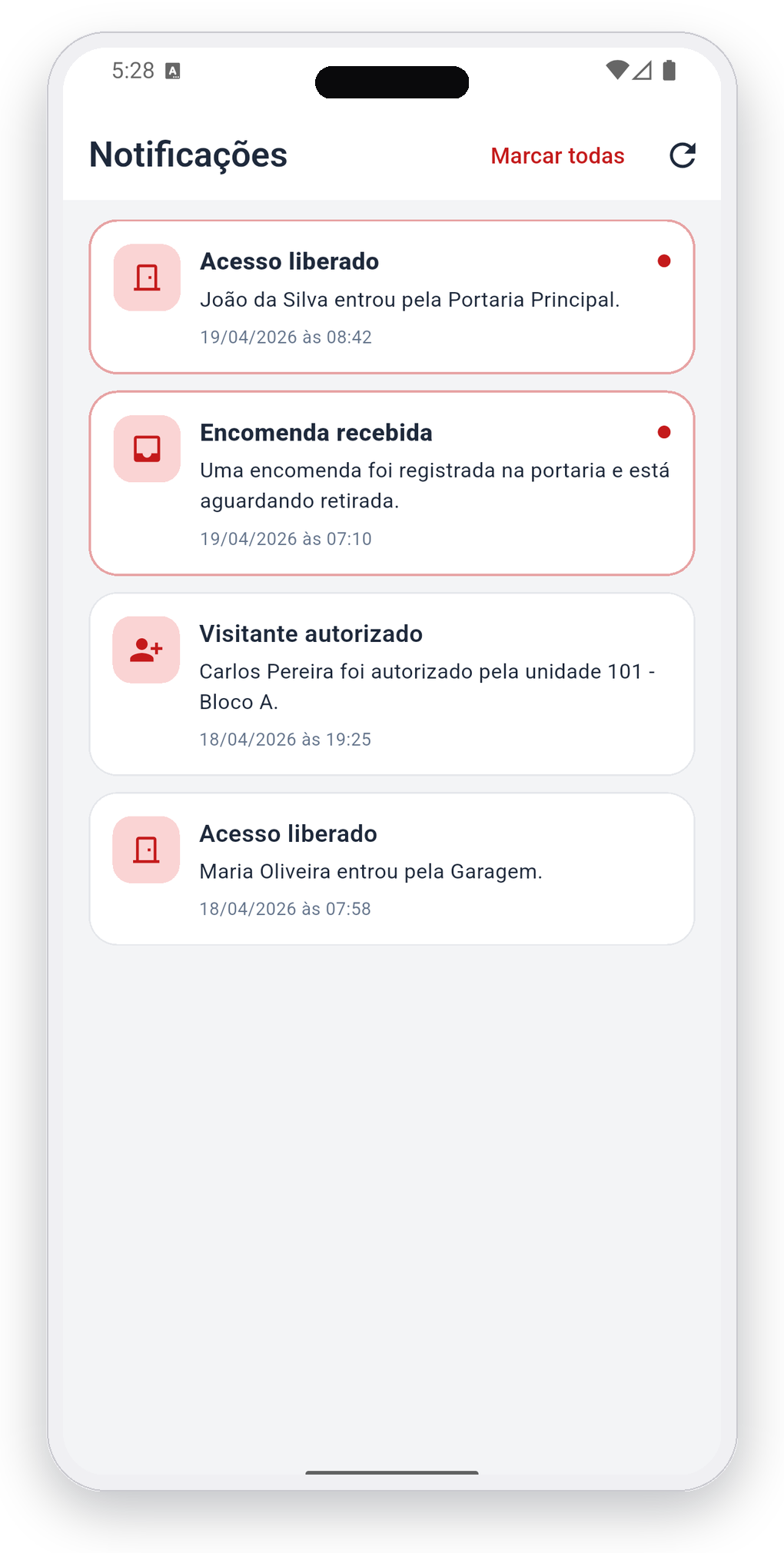 Notificações push no app